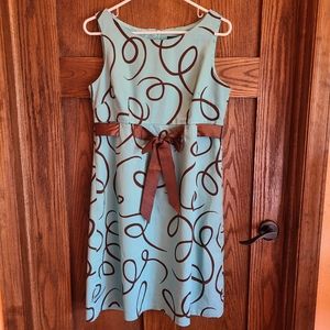 Jessica Howard Turquoise brown swirl dress